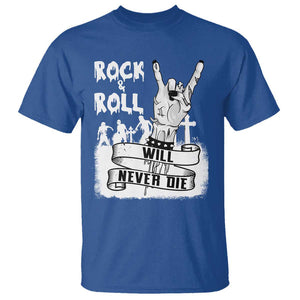 Halloween Rock N Roll T Shirt Will Never Die Zombie TS09 Royal Blue Print Your Wear