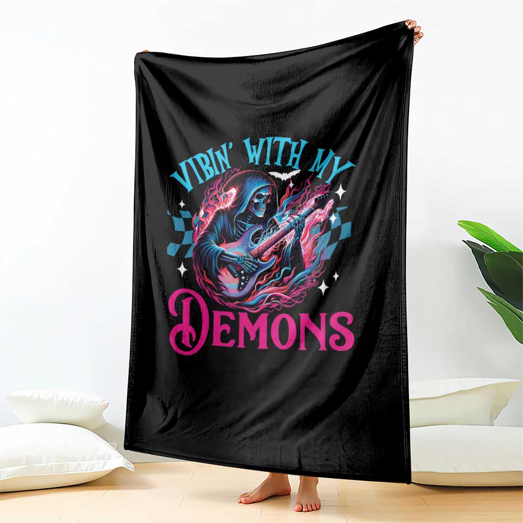 Halloween Rock N Roll Throw Blanket Vibing With My Demons TS09 Print Your Wear