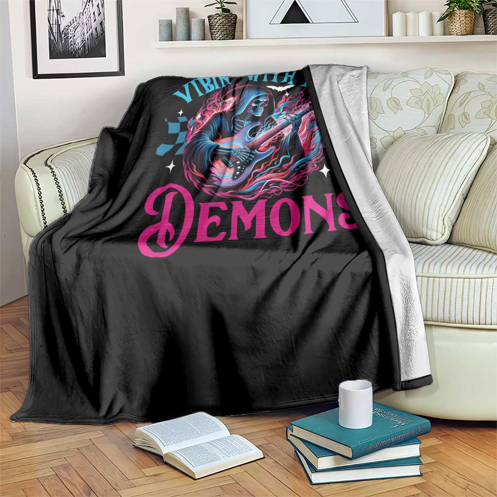 Halloween Rock N Roll Throw Blanket Vibing With My Demons TS09 Print Your Wear