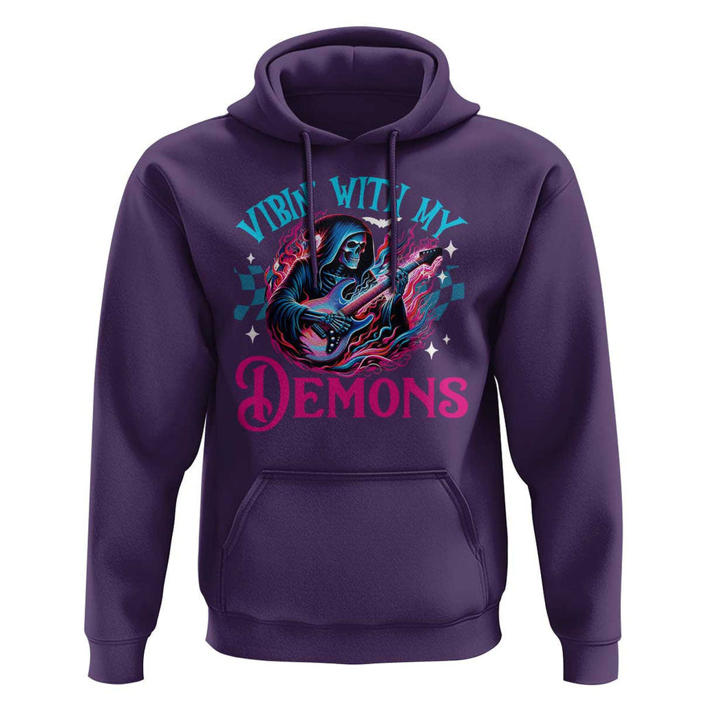 Halloween Rock N Roll Hoodie Vibing With My Demons TS09 Purple Print Your Wear