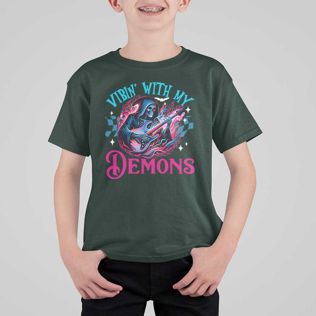 Halloween Rock N Roll T Shirt For Kid Vibing With My Demons TS09 Dark Forest Green Print Your Wear