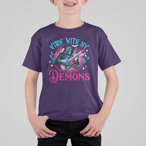Halloween Rock N Roll T Shirt For Kid Vibing With My Demons TS09 Purple Print Your Wear