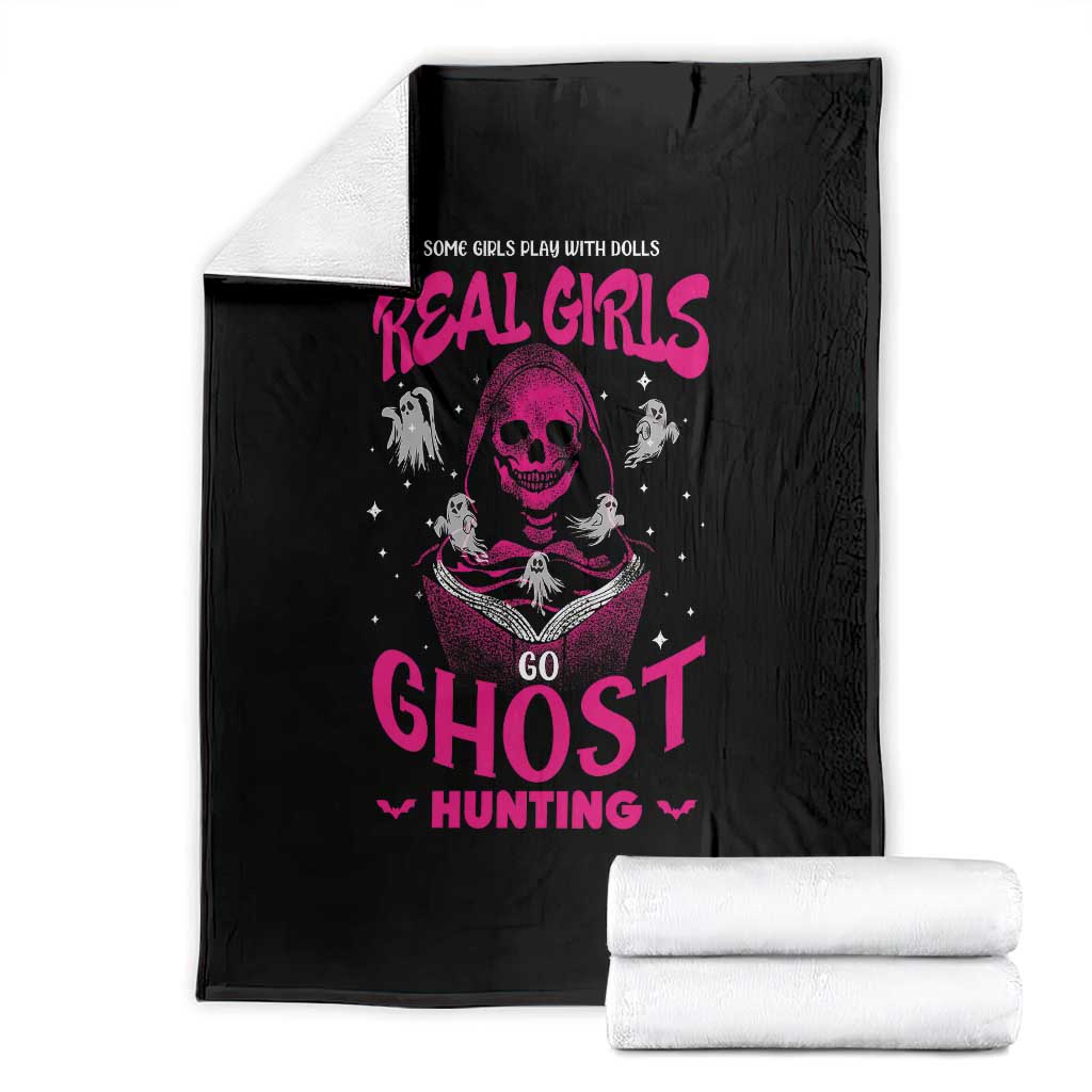 Real Girls Go Ghost Hunting Throw Blanket Paranormal Investigator Spooky Halloween TS09 Black Print Your Wear