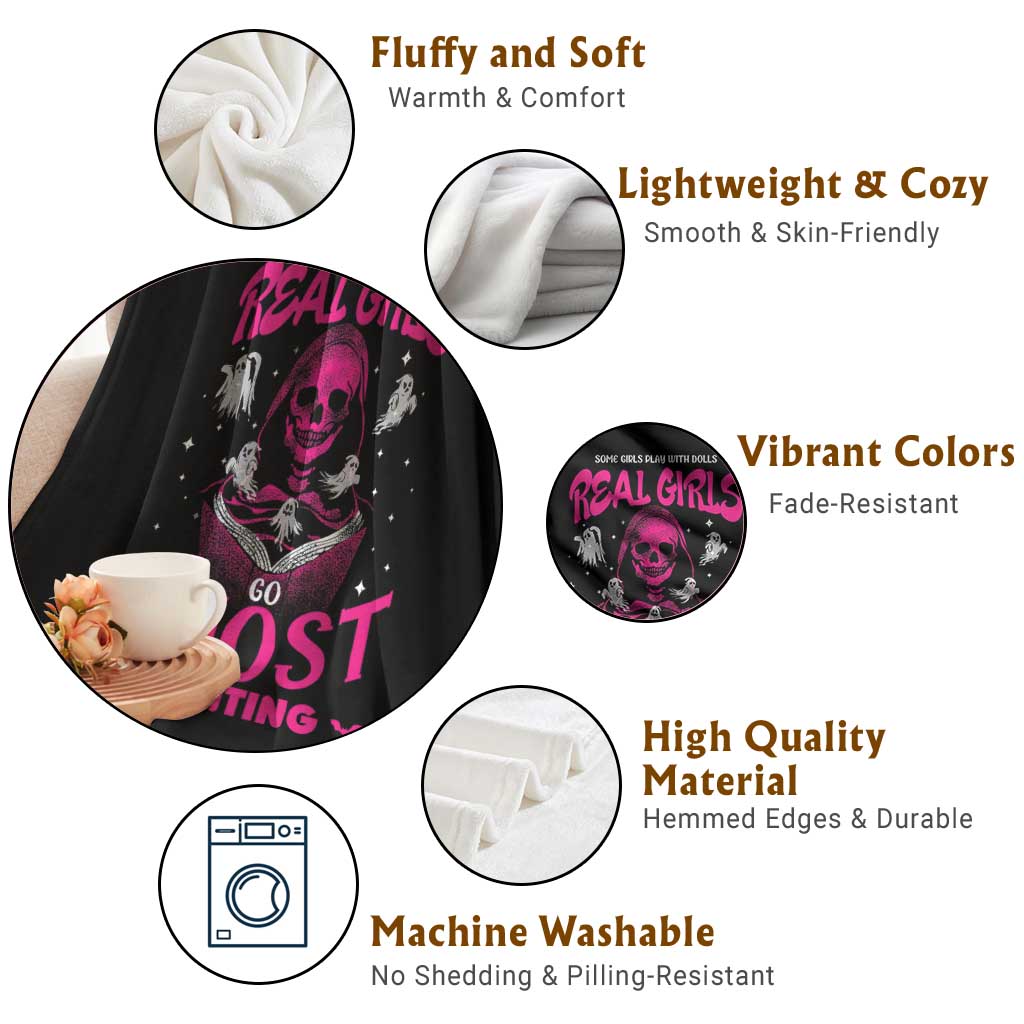 Real Girls Go Ghost Hunting Throw Blanket Paranormal Investigator Spooky Halloween TS09 Print Your Wear