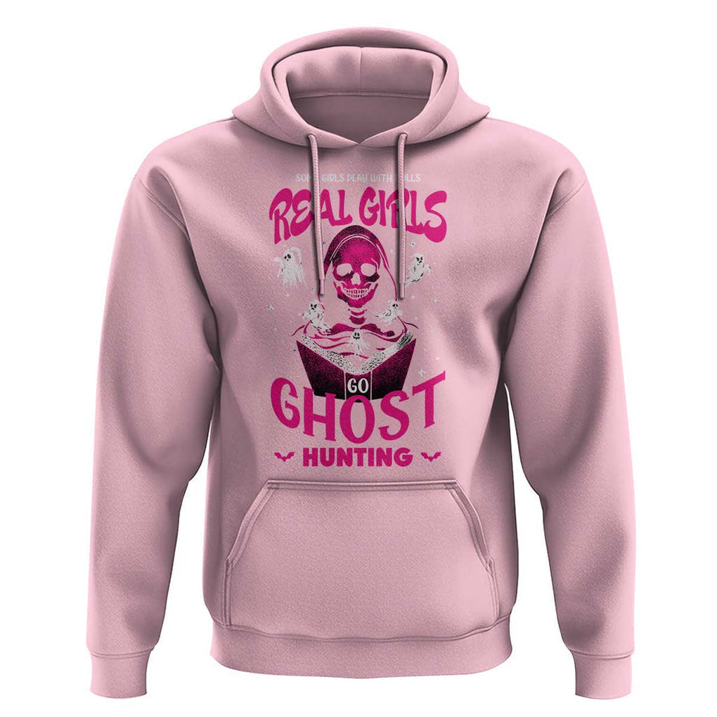 Real Girls Go Ghost Hunting Hoodie Paranormal Investigator Spooky Halloween TS09 Light Pink Print Your Wear