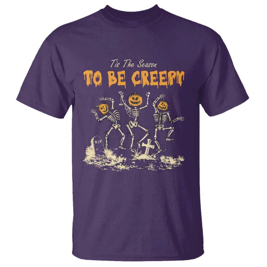 Funny Halloween T Shirt Tis The Season To Be Creepy Dancing Skeleton TS09 Purple Print Your Wear