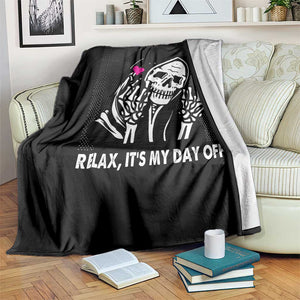 Funny Grim Reaper Throw Blanket Relax It's My Day Off Halloween TS09 Print Your Wear