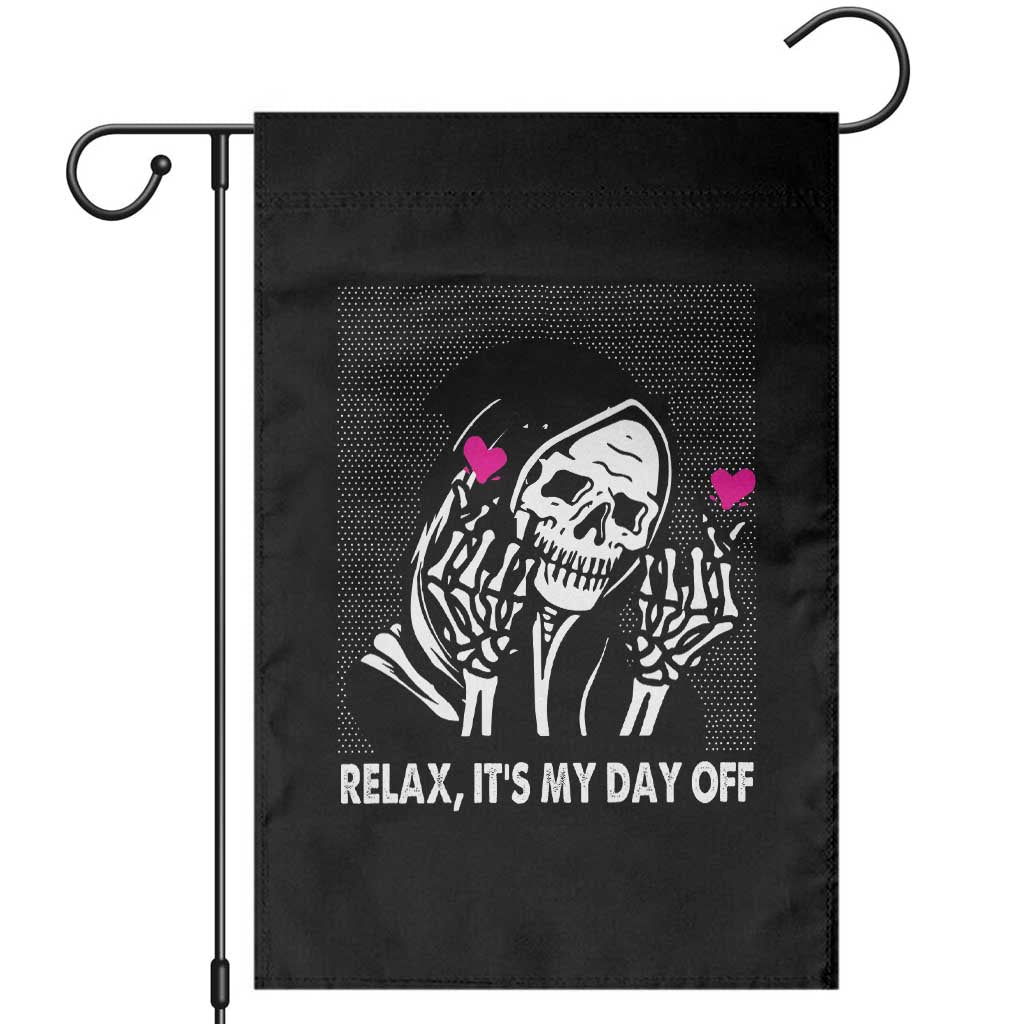 Funny Grim Reaper Garden Flag Relax It's My Day Off Halloween TS09 Black Print Your Wear