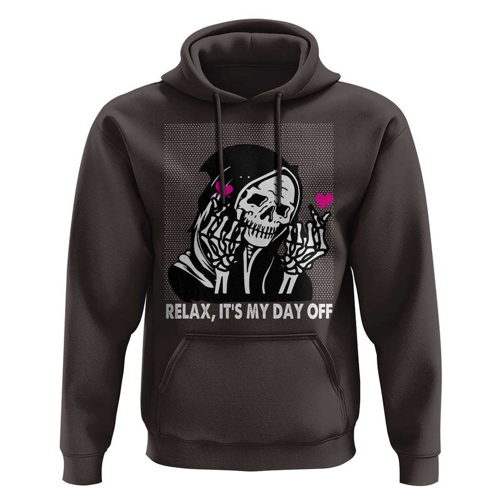 Funny Grim Reaper Hoodie Relax It's My Day Off Halloween TS09 Dark Chocolate Print Your Wear