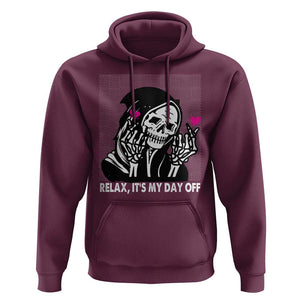 Funny Grim Reaper Hoodie Relax It's My Day Off Halloween TS09 Maroon Print Your Wear