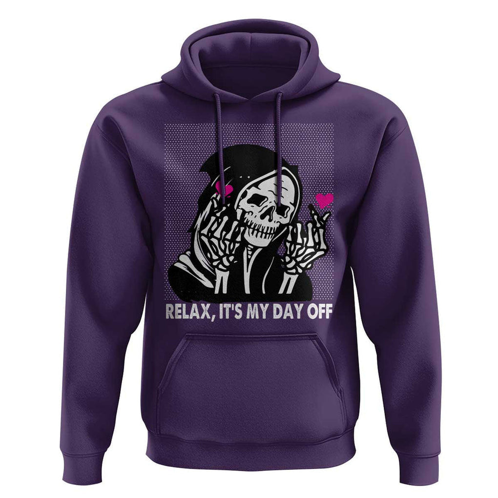 Funny Grim Reaper Hoodie Relax It's My Day Off Halloween TS09 Purple Print Your Wear