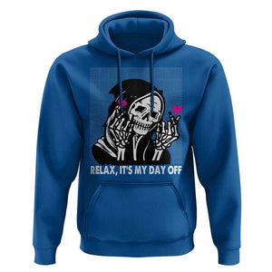 Funny Grim Reaper Hoodie Relax It's My Day Off Halloween TS09 Royal Blue Print Your Wear