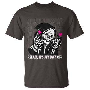 Funny Grim Reaper T Shirt Relax It's My Day Off Halloween TS09 Dark Chocolate Print Your Wear