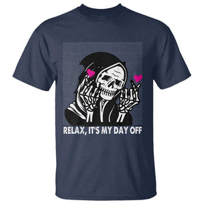 Funny Grim Reaper T Shirt Relax It's My Day Off Halloween TS09 Navy Print Your Wear