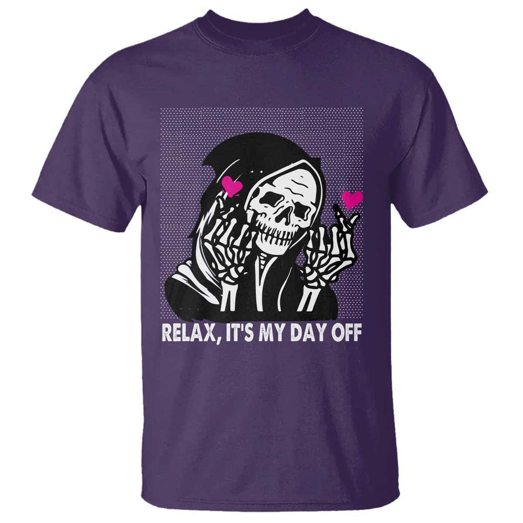 Funny Grim Reaper T Shirt Relax It's My Day Off Halloween TS09 Purple Print Your Wear