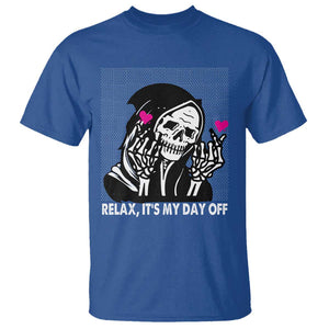 Funny Grim Reaper T Shirt Relax It's My Day Off Halloween TS09 Royal Blue Print Your Wear