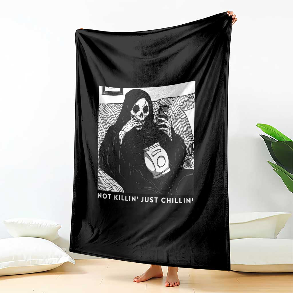Funny Grim Reaper Throw Blanket Not Killing Just Chilling Halloween TS09 Print Your Wear