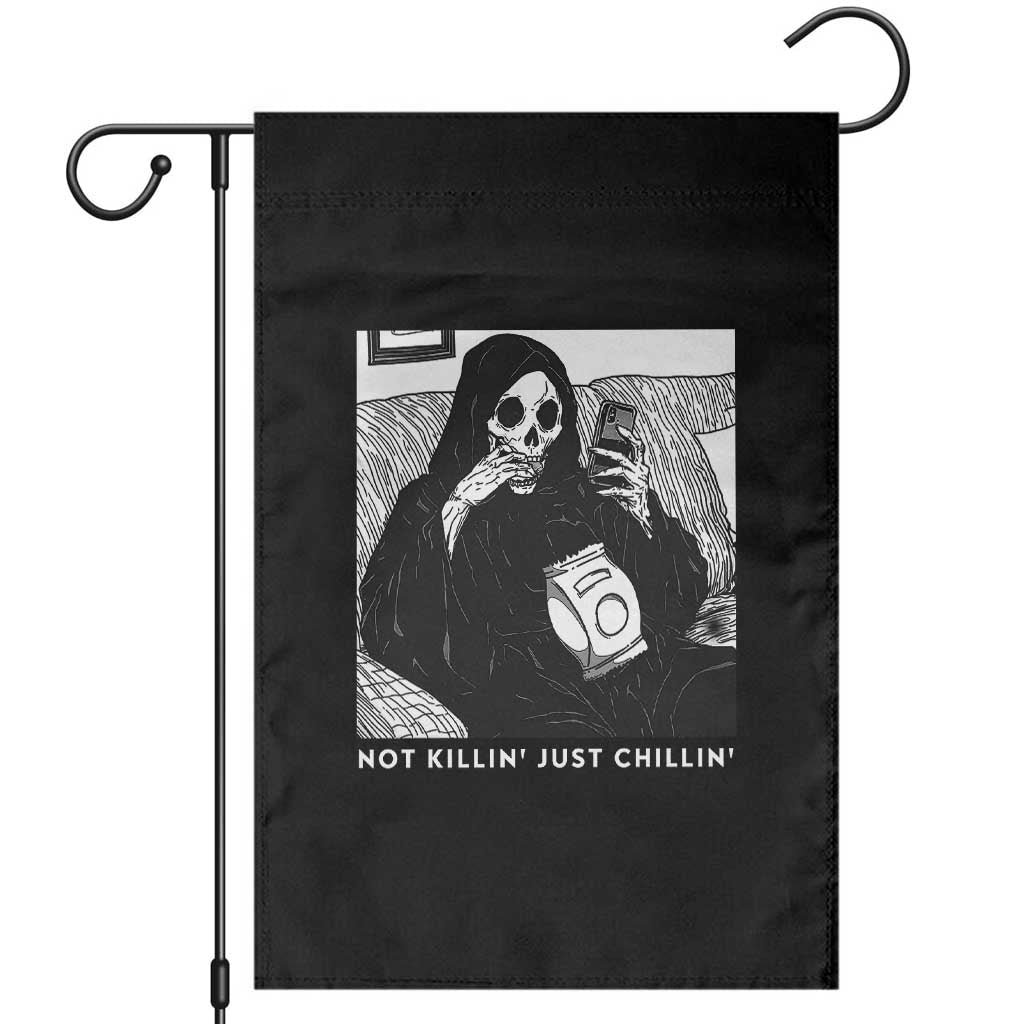 Funny Grim Reaper Garden Flag Not Killing Just Chilling Halloween TS09 Black Print Your Wear