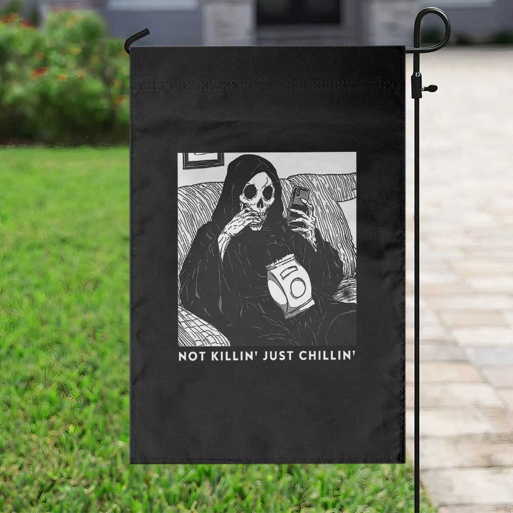 Funny Grim Reaper Garden Flag Not Killing Just Chilling Halloween TS09 Print Your Wear
