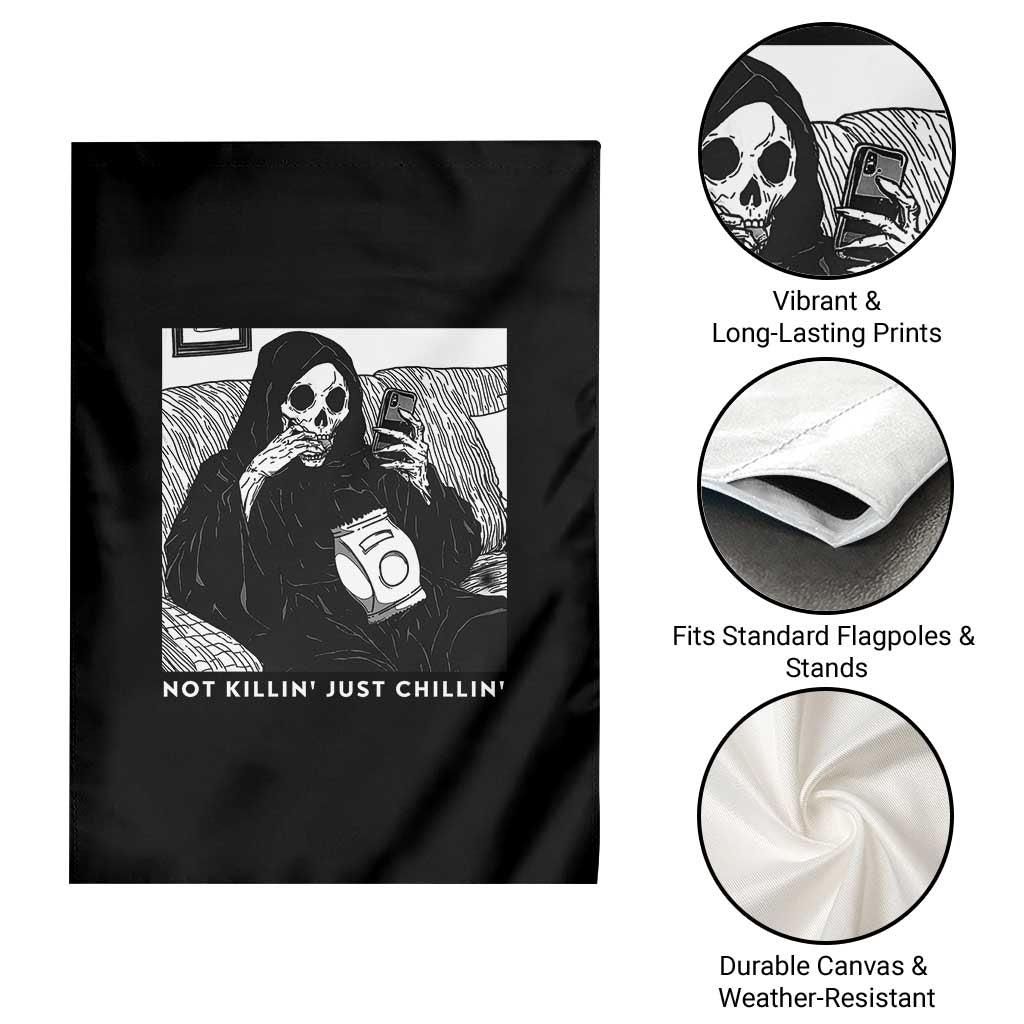 Funny Grim Reaper Garden Flag Not Killing Just Chilling Halloween TS09 Print Your Wear