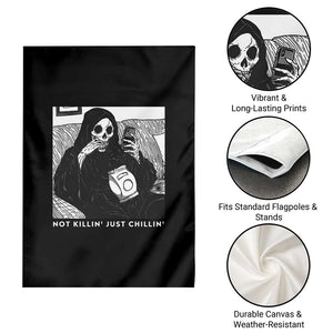 Funny Grim Reaper Garden Flag Not Killing Just Chilling Halloween TS09 Print Your Wear