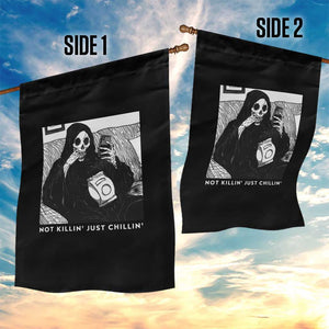 Funny Grim Reaper Garden Flag Not Killing Just Chilling Halloween TS09 Print Your Wear
