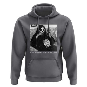 Funny Grim Reaper Hoodie Not Killing Just Chilling Halloween TS09 Charcoal Print Your Wear
