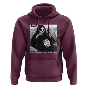 Funny Grim Reaper Hoodie Not Killing Just Chilling Halloween TS09 Maroon Print Your Wear