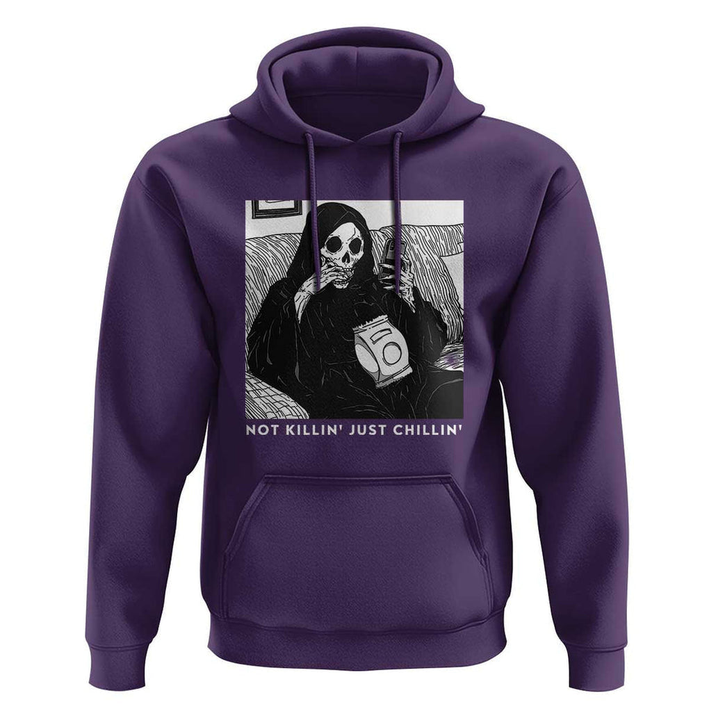 Funny Grim Reaper Hoodie Not Killing Just Chilling Halloween TS09 Purple Print Your Wear