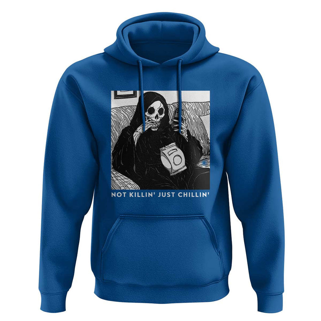 Funny Grim Reaper Hoodie Not Killing Just Chilling Halloween TS09 Royal Blue Print Your Wear