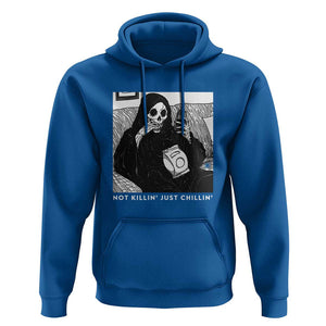 Funny Grim Reaper Hoodie Not Killing Just Chilling Halloween TS09 Royal Blue Print Your Wear