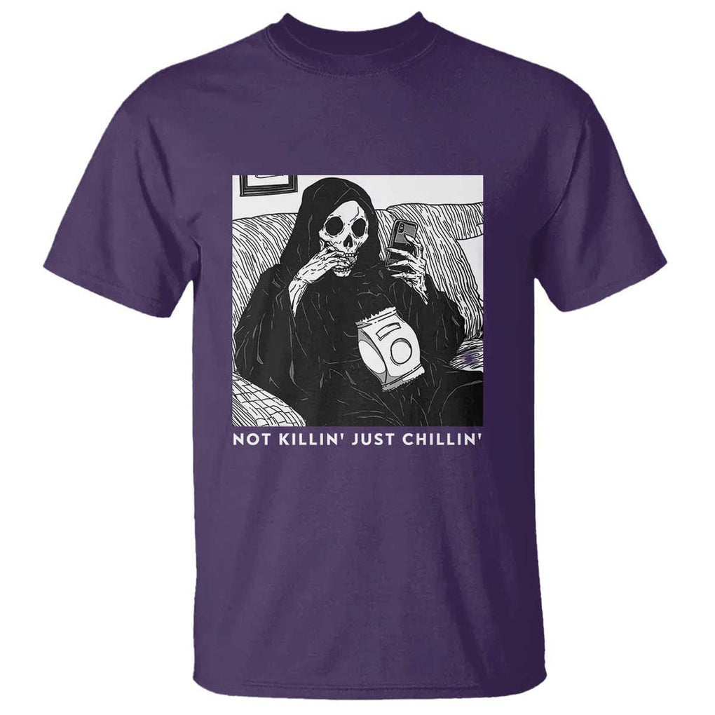 Funny Grim Reaper T Shirt Not Killing Just Chilling Halloween TS09 Purple Print Your Wear