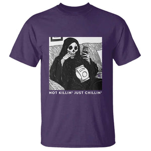 Funny Grim Reaper T Shirt Not Killing Just Chilling Halloween TS09 Purple Print Your Wear