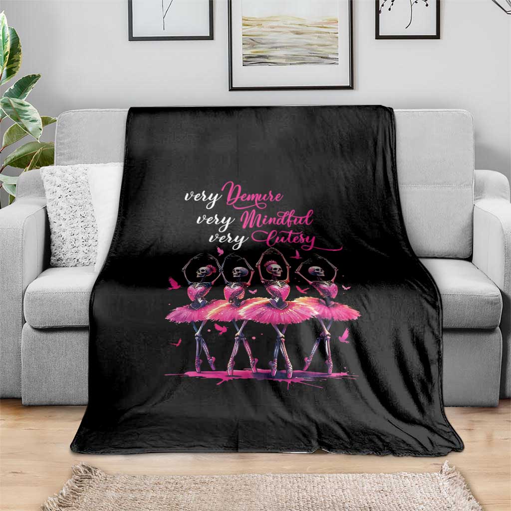 Ballerina Halloween Throw Blanket Very Demure Very Mindful Very Cutesy Skeleton Coquette TS09 Print Your Wear