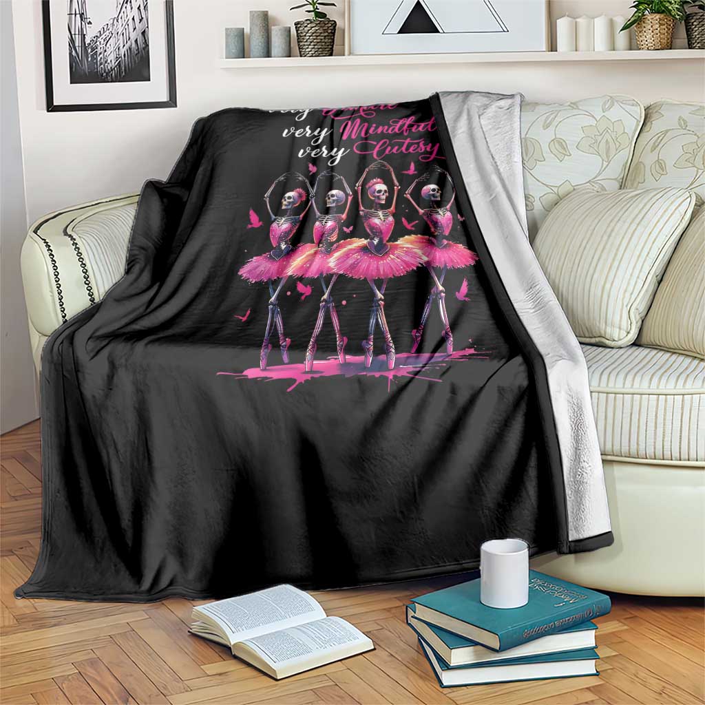 Ballerina Halloween Throw Blanket Very Demure Very Mindful Very Cutesy Skeleton Coquette TS09 Print Your Wear