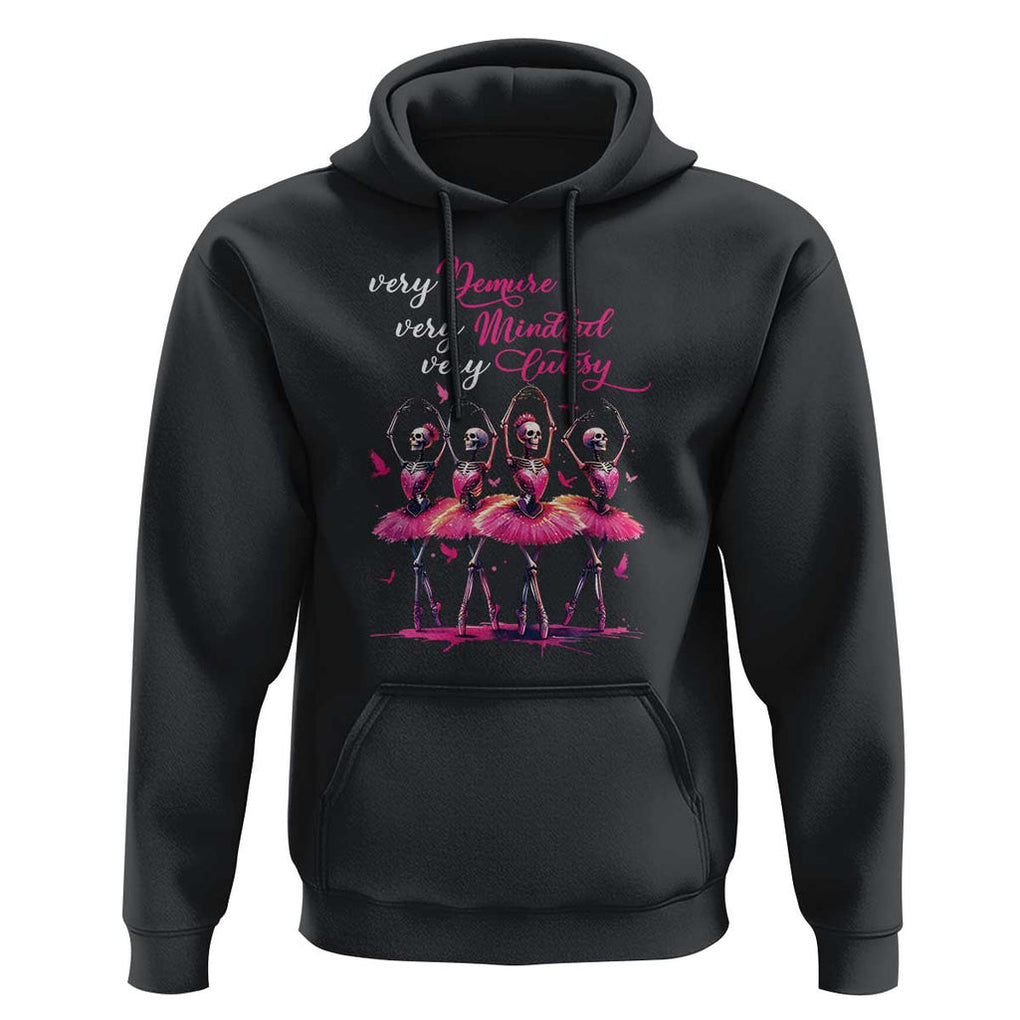 Ballerina Halloween Hoodie Very Demure Very Mindful Very Cutesy Skeleton Coquette TS09 Black Print Your Wear