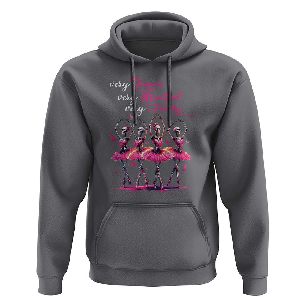 Ballerina Halloween Hoodie Very Demure Very Mindful Very Cutesy Skeleton Coquette TS09 Charcoal Print Your Wear