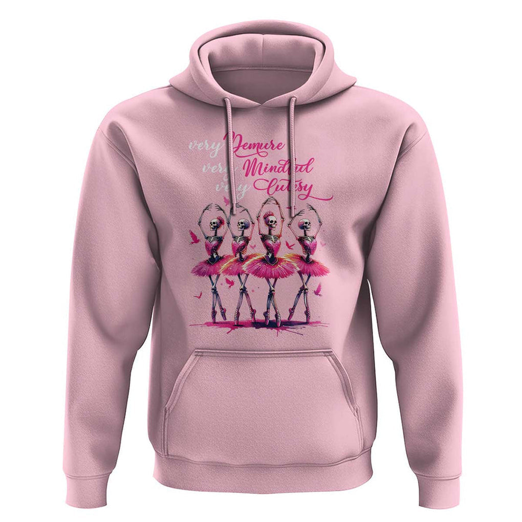 Ballerina Halloween Hoodie Very Demure Very Mindful Very Cutesy Skeleton Coquette TS09 Light Pink Print Your Wear