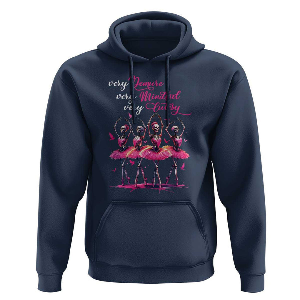 Ballerina Halloween Hoodie Very Demure Very Mindful Very Cutesy Skeleton Coquette TS09 Navy Print Your Wear
