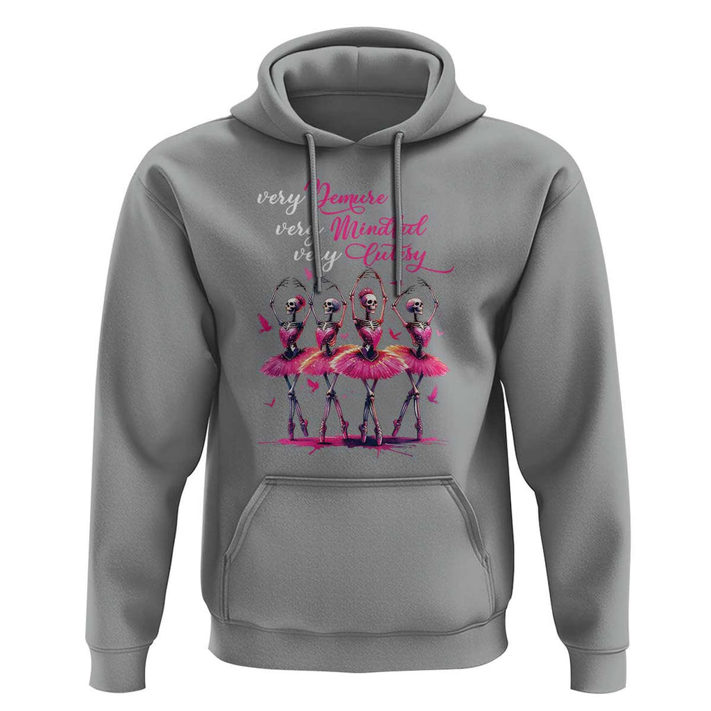 Ballerina Halloween Hoodie Very Demure Very Mindful Very Cutesy Skeleton Coquette TS09 Sport Gray Print Your Wear