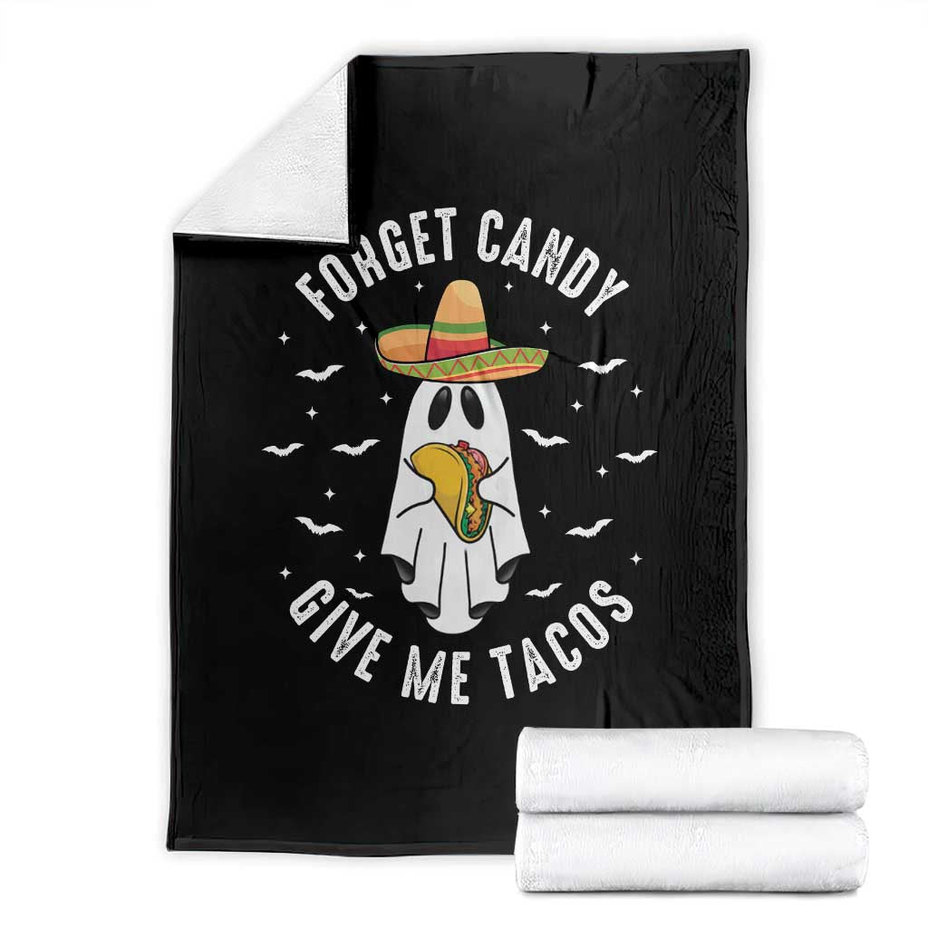 Mexico Halloween Throw Blanket Forget Candy Give Me Tacos Cute Mexican Ghost TS09 Black Print Your Wear