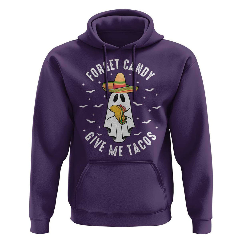 Mexico Halloween Hoodie Forget Candy Give Me Tacos Cute Mexican Ghost TS09 Purple Print Your Wear
