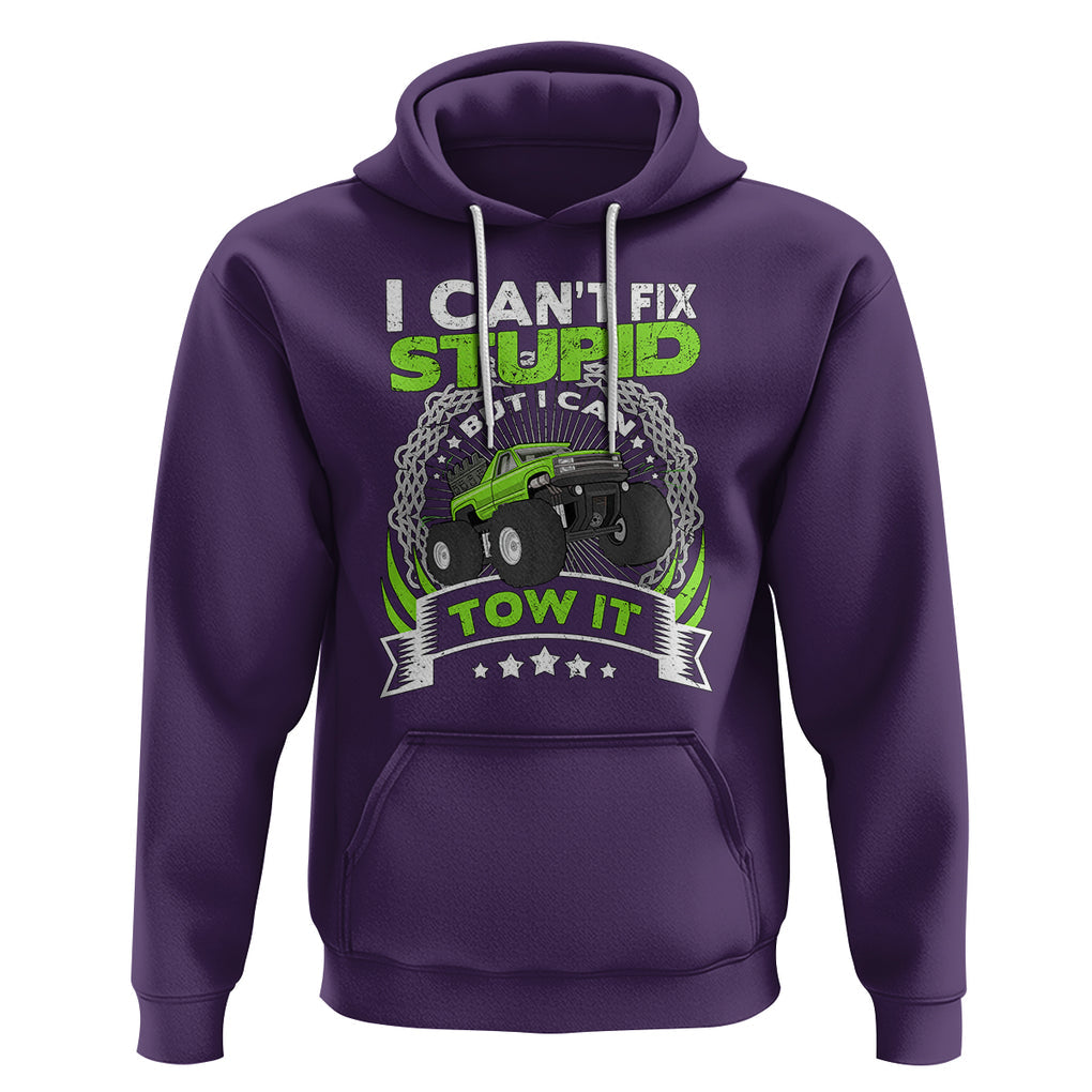Truck Driver Wrecker I Can't Fix Stupid But I Can Tow It Hoodie TS09 Purple Printyourwear