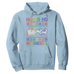 Funny Christmas LGBT Hoodie Ho Ho Ho Homosexual TS09 Light Blue Print Your Wear