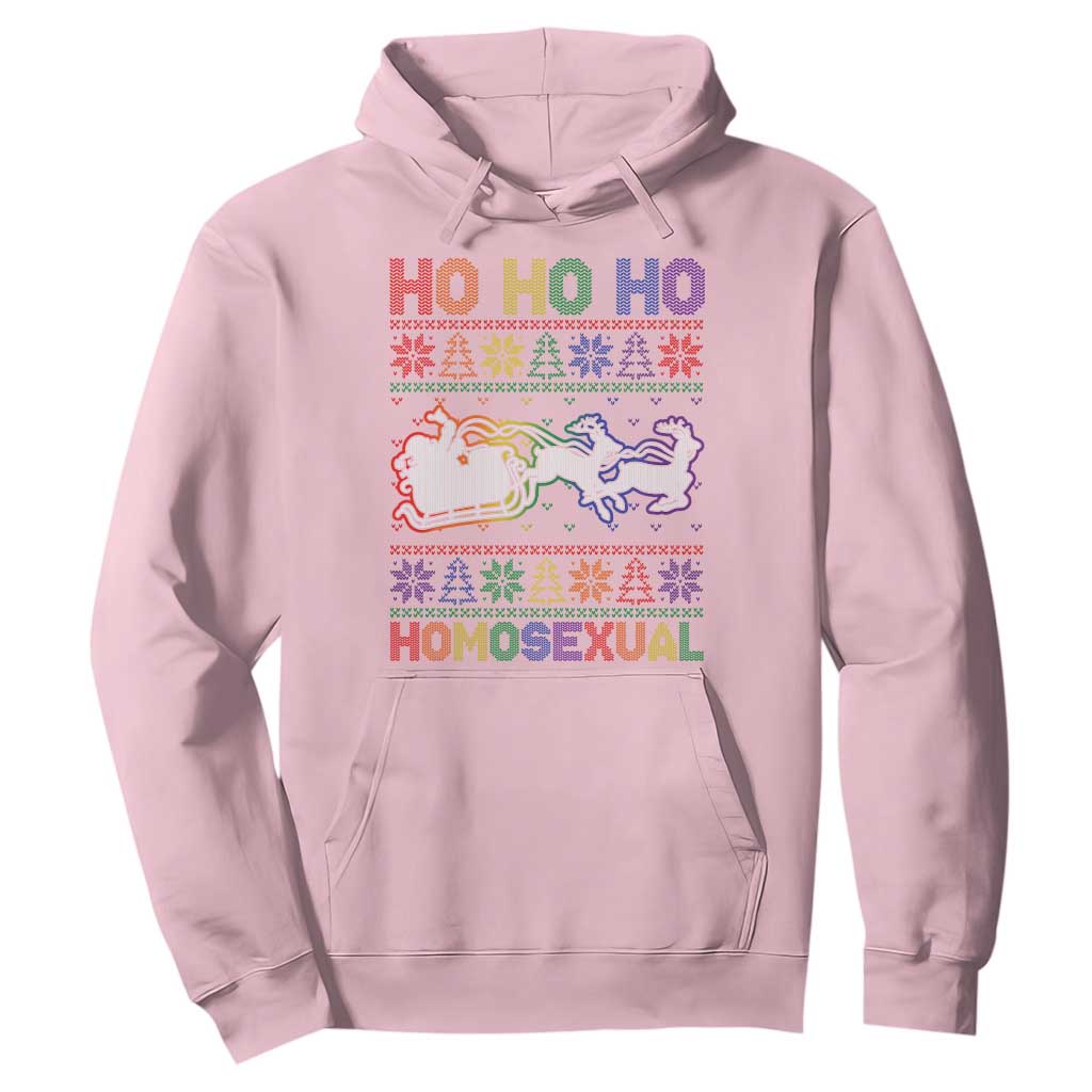 Funny Christmas LGBT Hoodie Ho Ho Ho Homosexual TS09 Light Pink Print Your Wear