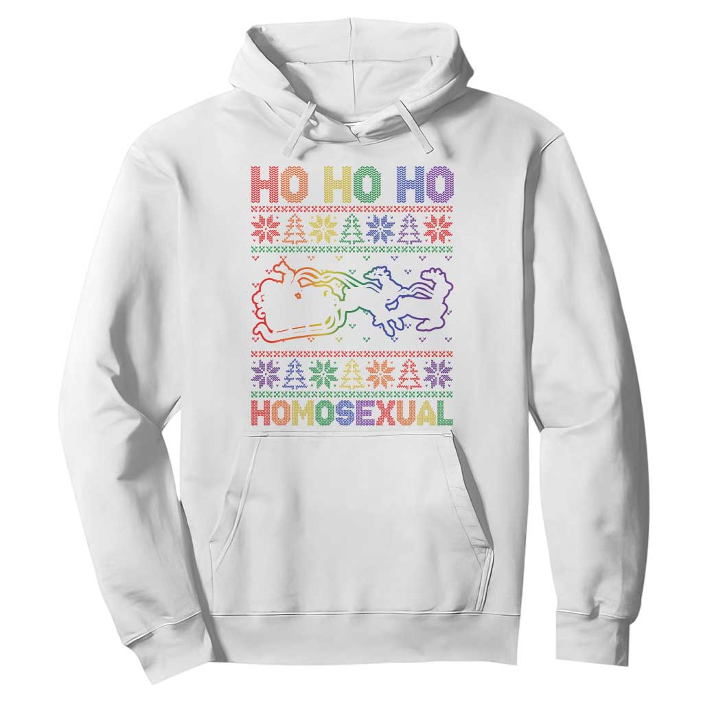 Funny Christmas LGBT Hoodie Ho Ho Ho Homosexual TS09 White Print Your Wear