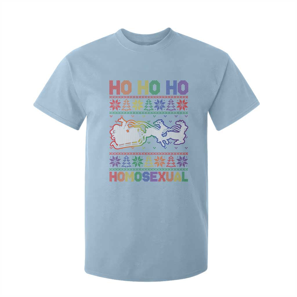 Funny Christmas LGBT T Shirt For Kid Ho Ho Ho Homosexual TS09 Light Blue Print Your Wear