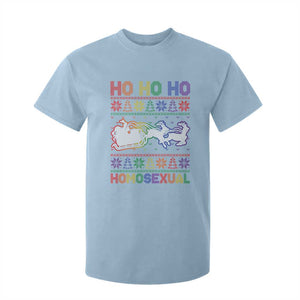 Funny Christmas LGBT T Shirt For Kid Ho Ho Ho Homosexual TS09 Light Blue Print Your Wear