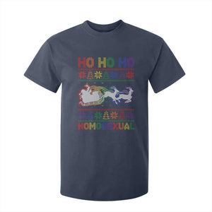 Funny Christmas LGBT T Shirt For Kid Ho Ho Ho Homosexual TS09 Navy Print Your Wear