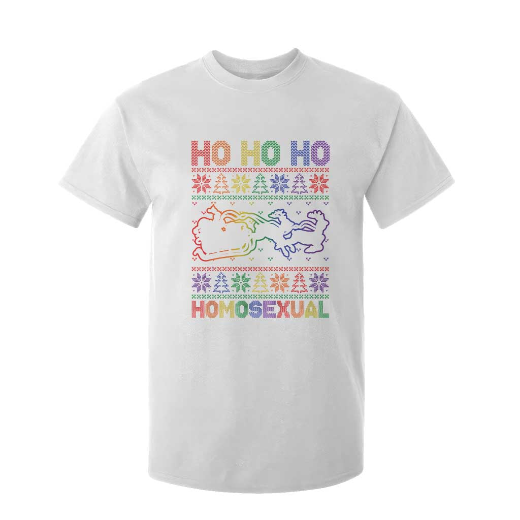 Funny Christmas LGBT T Shirt For Kid Ho Ho Ho Homosexual TS09 White Print Your Wear
